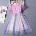 thumbnail image 1 of Little Girls Elsa Princess Dress Summer Short Sleeve Costume Halloween Cosplay Dress up, 1 of 6