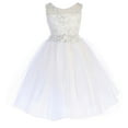 thumbnail image 1 of Little Girls Embroidered Rhinestone Ribbon Holy Communion Flower Girl Dress White Size 6  (G3592G), 1 of 4