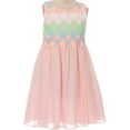 thumbnail image 1 of Little Girls Embroidery Flowy Chiffon Knee Length Summer Flowers Girls Dresses Pink 2 (K38D4), 1 of 3