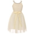 thumbnail image 1 of Little Girls Embroidery Lace Pearl Trim Chiffon Holiday Party Flower Girl Dress Ivory 4 (J21KS21), 1 of 3