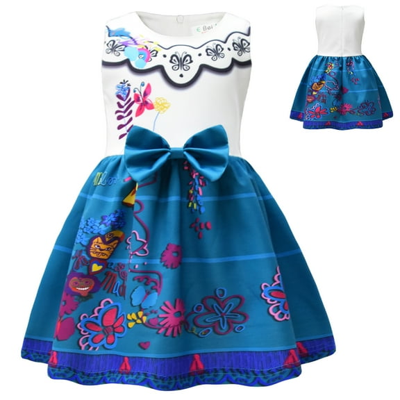 Little Girls Encanto Casual Dress Sleeveless Mirabel Print Princess Dress Party Clothes