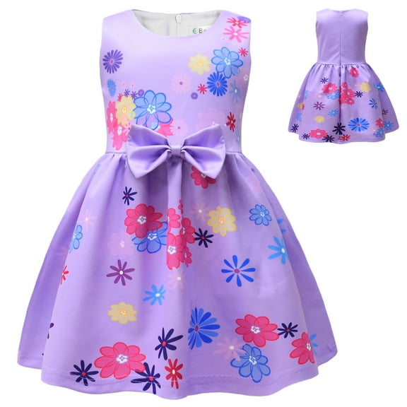 Little Girls Encanto Casual Dress Sleeveless Mirabel Print Princess Dress Party Clothes