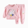 thumbnail image 1 of enyan Little Girls Fall Winter Outfit Size 1-8T Cotton Cute Print Long Sleeve Top and Pant Toddler Girl Clothes(Pink,7-8 Years), 1 of 6