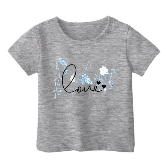 Little Girls Fashion Casual Print Crewneck Loose Short Sleeve T Shirt Top for Kids Size 6-7T