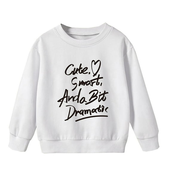 Little Girls' Fashion Sweatshirts Boys' Long Sleeves Warm Letter Printed Casual Thick Crewneck Children's Wear Cute Pullover Tops Clothes for Girls Size 8-9T