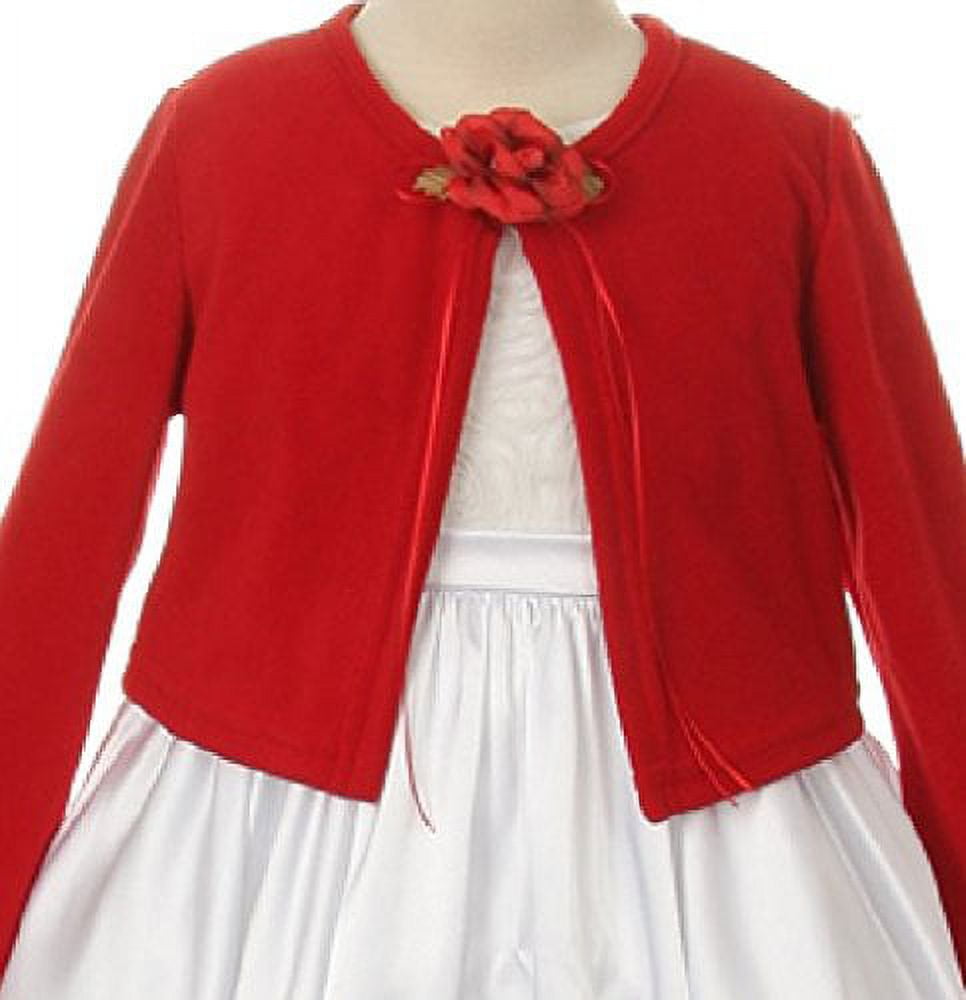 Little Girls Faux Cashmere Sweater Flower Girl Bolero Jacket Cover Red