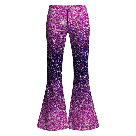 Little Girls Flare Leggings Pants Sequin Print Bottom Fit For Back To School Casual Joggers Girls Sweatpants With Pocket Size 5-6T