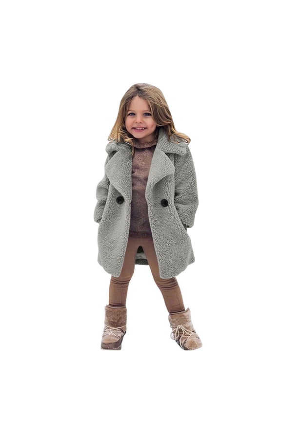 Little Girls Fleece Jacket Trench Coat Toddler Collar Cuffs Fall Winter Warm Outerwear Toddler Kids Girls Fleece Jacket Coat Fall Winter Warm Coat Outerwear Jacket