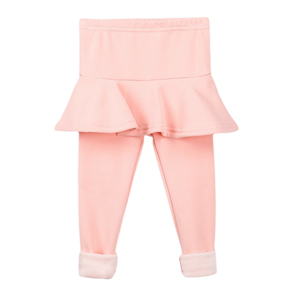 Little Girls Fleece Leggings Solid Color Thickened Warm Pants