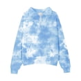 thumbnail image 1 of Little Girls Fleece Sweatshirt Kids Tie Dye Quarter Zip Lapel Pullover Shirt with Thumb Hole 2025 Youth Trendy Athletic Tops, 1 of 4