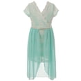 thumbnail image 1 of Little Girls Floral Lace Chiffon Pearl Birthday Holiday Party Flower Girl Dress Mint 4 (J21KS43), 1 of 4