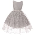 thumbnail image 1 of Little Girls Floral Lace High Low Rhinestones Special Occasion Flower Girl Dress Silver 4 (M3B6K0CB), 1 of 3
