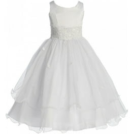 Big Girls White Rhinestone Belt Communion Flowers Girls Dresses Ivory 10 MB27K6