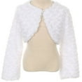 thumbnail image 1 of Little Girls Fluffy Faux Fur Swirl Bolero Jacket Winter Knit Sweater White M (S03K), 1 of 2