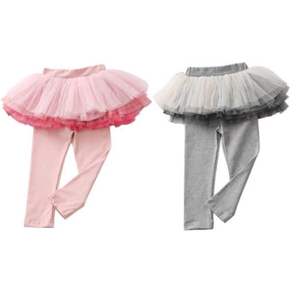Little Girls Footless Leggings with Layered Tutu Ruffle Twinkle Star Skirt Stretchy Cotton Pantskirt