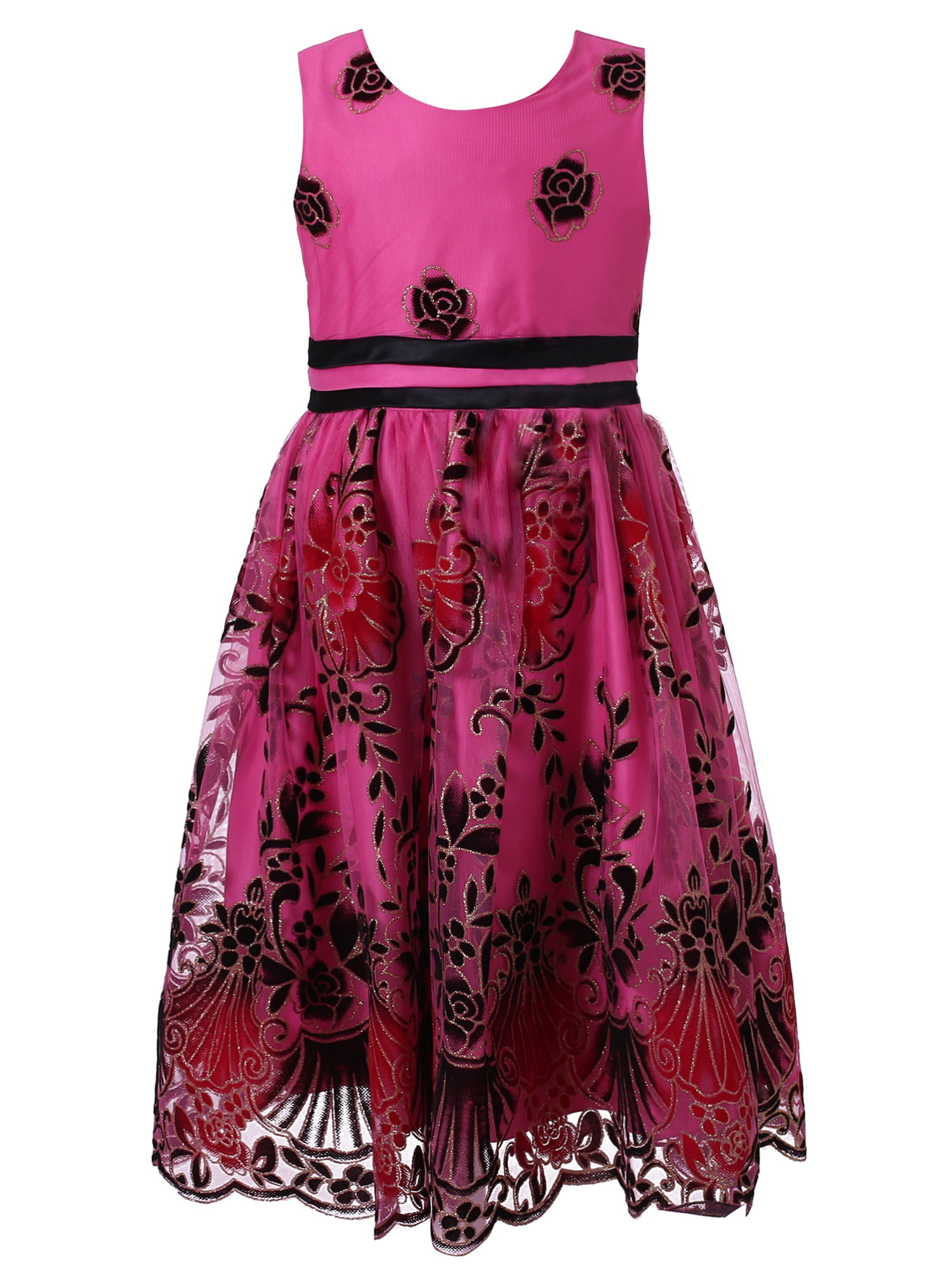 Little Girls Fuchsia Floral Embroidered Party Dress 3/4 - Walmart.com Little Girls Fuchsia Floral Embroidered Party Dress 3/4 - Walmart.com