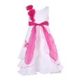 thumbnail image 1 of Little Girls Fuchsia White Floral Accent Overlaid Dress 4/5, 1 of 2