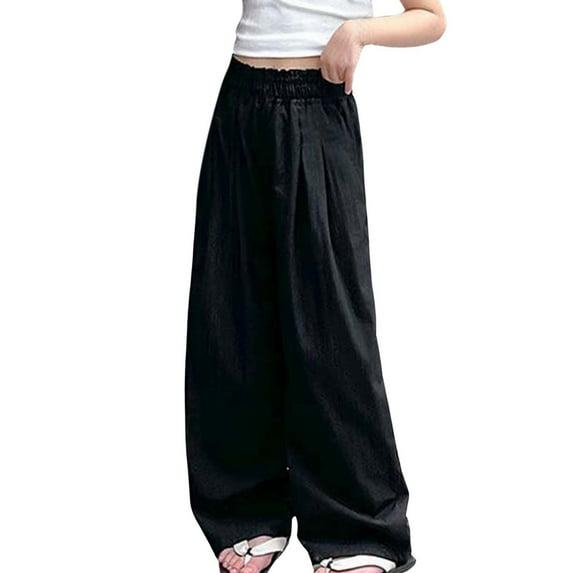 Little Girls Girl's Solid Color Casual Girl's Loose Trousers Baby Girl Clothes 6 Months Summer Size Small Girls Clothes Running Pants Kids Girl Baby Warm Cheerleader Leggings Women Pan Black 4-5 Years