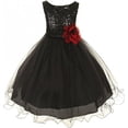 thumbnail image 1 of Little Girls Gorgeous Sequined Round Neck Tulle Flower Corsage Pageant Flower Girl Dress Black 6 (K30D5), 1 of 3