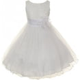 thumbnail image 1 of Little Girls Gorgeous Sequined Round Neck Tulle Flower Corsage Pageant Flower Girl Dress White 6 (K30D5), 1 of 3