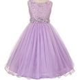 thumbnail image 1 of Little Girls Gorgeous Shiny Tulle Beaded Sequin Rhinestone Belt Flowers Girls Dresses Lilac 4 (M3B4K0), 1 of 4
