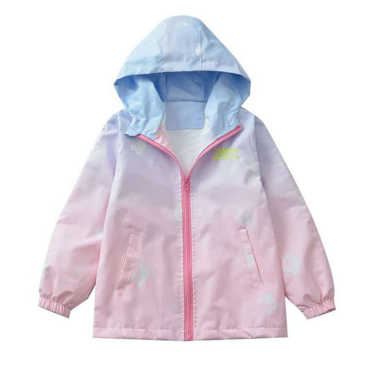 Little Girls Gradient Color Rain Jackets Lightweight Windproof Hoodie Jacket Kids Waterproof Windbreaker 4 14 Years Walmart
