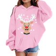 thumbnail image 1 of Little Girls Graphic Hoodie Merry Christmas Print Hooded Sweatshirt Festive Pullover Top Fall Fashion Clothing Size 7-8T ,Pink, 1 of 5