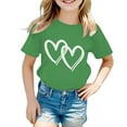 thumbnail image 1 of Little Girls Graphic Tee Heart Print Short Sleeve T-Shirt Casual Crewneck Tshirt, 1 of 5