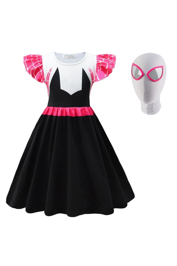 Little Girls Gwen Costume Halloween Superhero Spider Cosplay Outfit