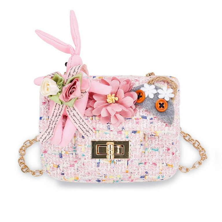 Little Girls Handbag Rabbit Shoulder Bag Coin Purse Kids Flower Shoulder Bag Mini Flip Bag Kids Shoulder Bags For Girls Kids Toddler Age 2 5 Years