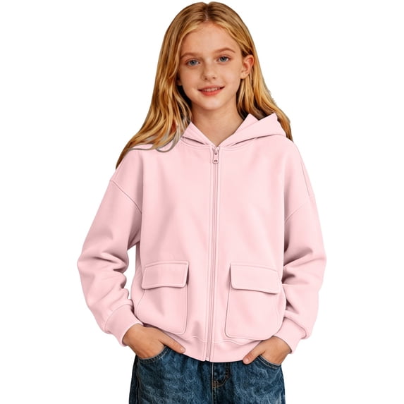 Little Girls Hoodie Pure Color Long Sleeved Hooded Pullover Jacket Loose Fit Casual Fall Pullovers Size 5-6T,White