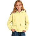 thumbnail image 1 of Little Girls Hoodie Pure Color Long Sleeved Hooded Pullover Jacket Loose Fit Casual Fall Pullovers Size 7-8T,Yellow, 1 of 3