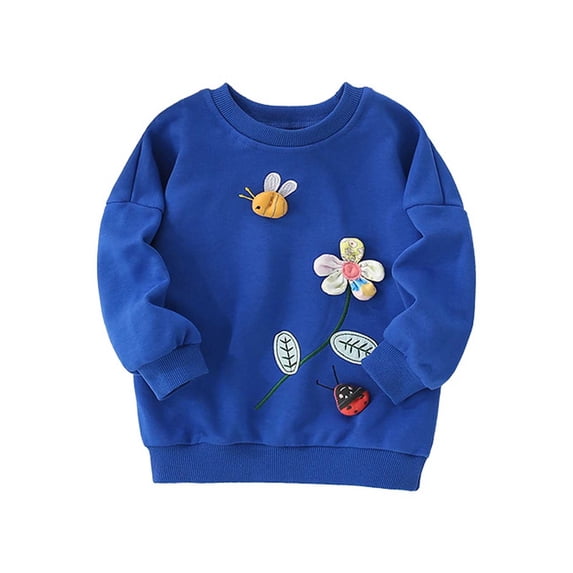 Little Girls Hoodies & Sweatshirts Cute Crewneck Long Sleeve Pullover Sweatshirt Kids Soft Casual Outerwear
