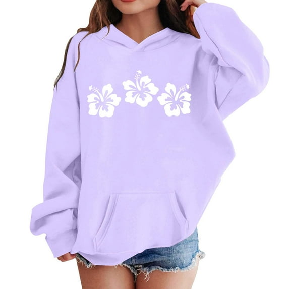 Little Girls Hoodies Sweatshirts Winter Casual Wear Crewneck Letter Print Pullover Kids Clothes Purple Size 7-8T