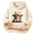 thumbnail image 1 of Little Girls Hoodies with Print Designs Long Sleeved Sweatshirt Tops Size 7-8T , Beige, 1 of 5
