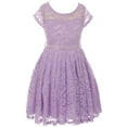 thumbnail image 1 of Little Girls Illusion Lace Top Stone Belt Easter Flower Girl Dress Lavender 2 (J19KS88), 1 of 3