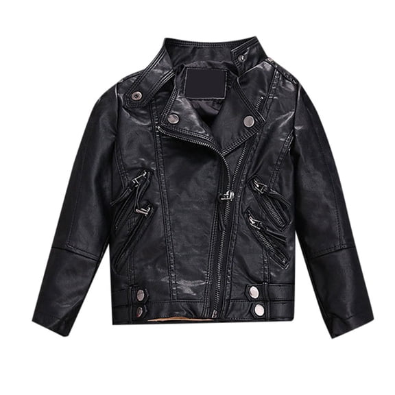 Little Girls Jacket Spring Pu Leather Motorcycle Coat Leather Girls Jackets 7T-8T