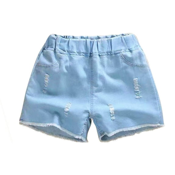 XUNKUSGA Little Girls Jean Shorts Floral Cut Off Denim Shorts Elastic Waist Drawstring Shorty Shorts With Pockets for Teen Girls 3-11 Years