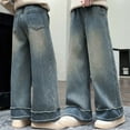 thumbnail image 1 of Little Girls Jeans Embroidered Jeans Flare Jeans with Pockets High Waisted Wide Leg Jean Baggy Jeans for Girls 11-12 Y, 1 of 8