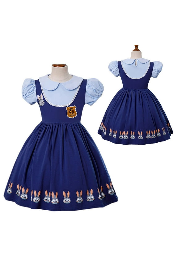 Little Girls Judy Short Sleeve Dress Police Officer Costume Halloween Dress Up