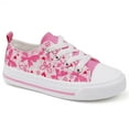 thumbnail image 1 of Little Girls Kids Sneakers Bowknot Pearl Ribbon Butterfly Pink Canvas Shoes Classic Sparkle Low Top Lace Up Lightweight Walking Shoes Size 2, 1 of 6