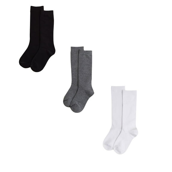 Little Girls Knee High Socks Stripes Socks Solid Color Cotton Casual Socks Thick Toddler Socks Kids School Uniform Socks Long Socks For Kids Girls 3 Pair