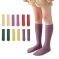 thumbnail image 1 of Little Girls Knee High Socks Stripes Socks Solid Color Toddler Cotton Socks Thick Toddler Socks Kids School Uniform Socks Long Socks For Girls 1 Pair, 1 of 5