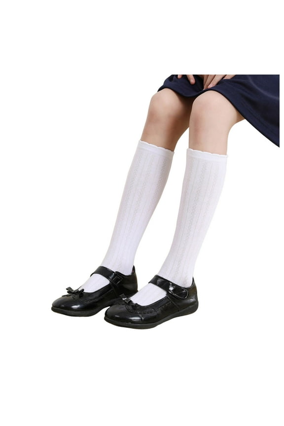 Little Girls Knee High Socks Stripes Socks Solid Color Toddler Cotton Socks Toddler Dress Sock Cute Knee High Stocking For Kids Girls 1 Pair