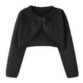 thumbnail image 1 of Little Girls' Knit Long Sleeve Button Closure Bolero Cardigan Shrug Black 7-8 Years, 1 of 7