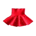 thumbnail image 1 of Little Girls Knitted Flare Pleated Skirts Casual High Waist A-Line Flared Skater Uniform Skirt with Pearl Red, 10-11Y, 1 of 7