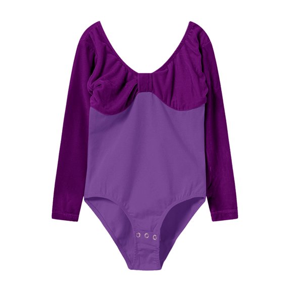 Little Girls Long Sleeve Dance Dress Ruffled Leotards Training Dress Girls Ballet Clothes Size 5-6T