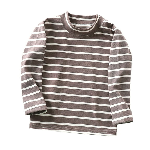 Little Girls Long Sleeve Striped Turtleneck Tee Shirts Soft Pullover Slim Stretchy Crewneck Tops Kids Undershirt