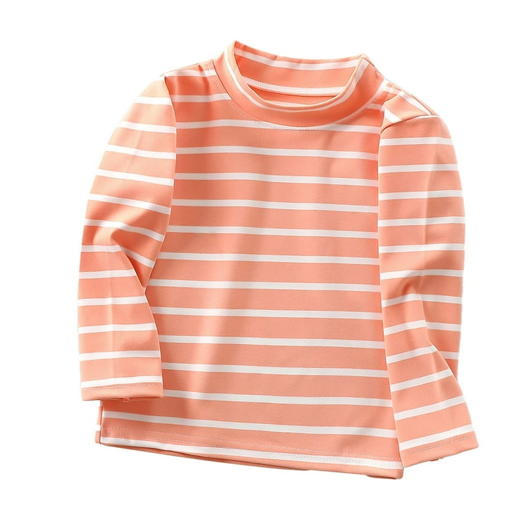 Little Girls Long Sleeve Striped Turtleneck Tee Shirts Soft Pullover Slim Stretchy Crewneck Tops Kids Undershirt Walmart
