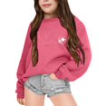 thumbnail image 1 of Little Girls Long Sleeve Sweatshirts Children's Autumn and Winter Fashion Printed Round Neck Hoodie Coat Pullovers Tops Size 7-8T,Pink, 1 of 4